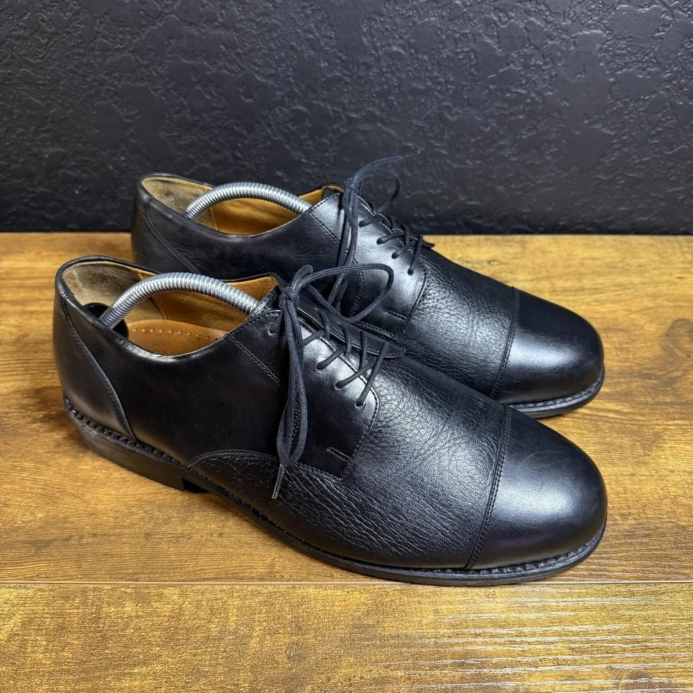 Johnston & Murphy Handcrafted Black Leather Cap Toe Oxford Mens Size 11